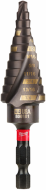SHOCKWAVE Impact Duty Step Bit #4 3/16-7/8 Inch, Titanium Aluminum Nitride Coated, 1/4 Inch Shank