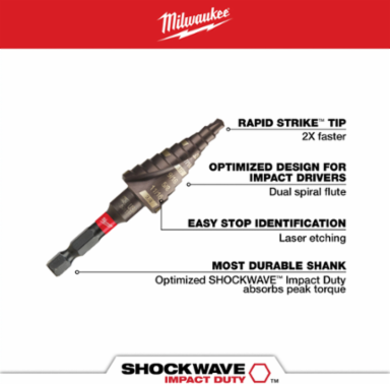 SHOCKWAVE Impact Duty Step Bits Kit #2, #3, #8 - Titanium Aluminum Nitride Coated