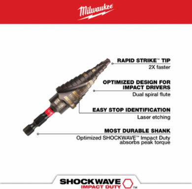 SHOCKWAVE Impact Duty Electrical Kit - #1, #4, #9 Step Bits, TiAIN Coated