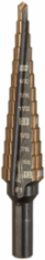 Cobalt Step Drill Bit #1 1/8"-1/2", 2.98 Inch Length, Single, Bi-Metal