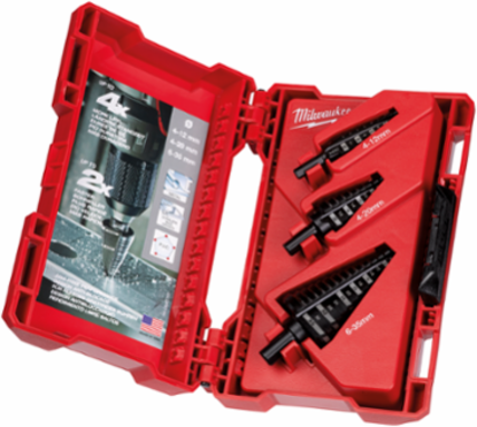 3 Pc Metric Step Drill Bit Set, 4-12mm to 6-35mm, High Speed Steel, JAM-FREE Performance
