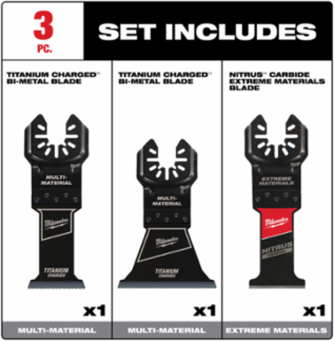 OPEN-LOK™ 3 PC Multi-Material Oscillating Blade Set, Includes 1-3/8 Inch & 2-1/2 Inch Blades