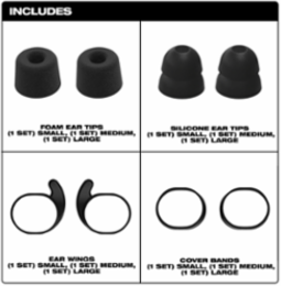 Jobsite Earbuds Ear Tip Kit, Sizes Small-Medium-Large, Foam & Silicone Tips