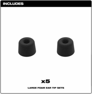 Jobsite Earbuds Foam Ear Tip Kit - Large, Includes 5 Pairs, NRR 25