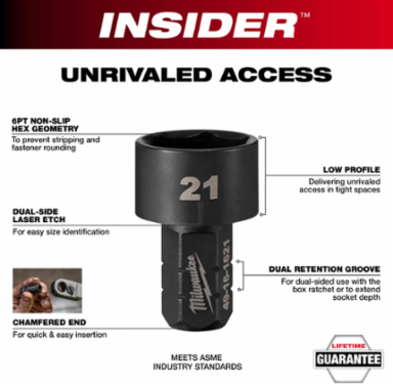 INSIDER™ Box Ratchet Socket 19mm 6 Point, 1 Inch Length, High Carbon Steel