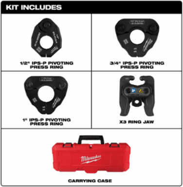 IPS-P Pivoting Press Ring Kit for M12TM FORCE LOGICTM Press Tool, 1/2" - 1" Capacity
