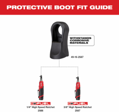 1/4" & 3/8" High Speed Ratchet Protective Boot, Fitted, Rubber Material