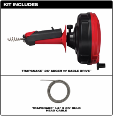 TRAPSNAKETM 25 Auger with CABLE DRIVETM for 1/2 to 2 Drain Lines
