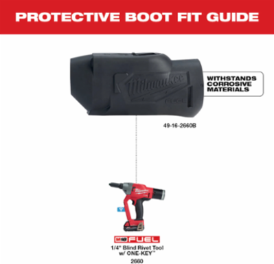 M18 FUELTM 1/4 Inch Blind Rivet Tool Protective Boot, Fitted Rubber Design