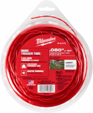 .080 Inch x 150 Feet Twisted Trimmer Line, High Grade Polymers