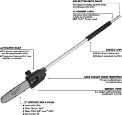 M18 FUEL™ QUIK-LOK™ 10" Pole Saw Attachment