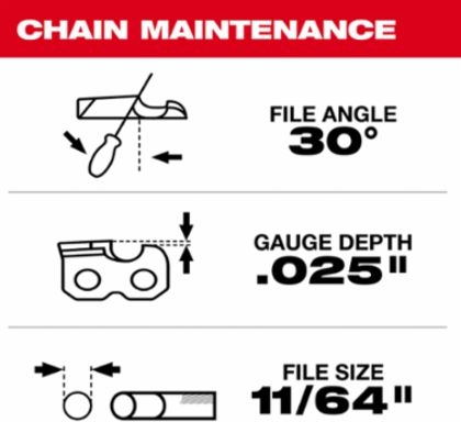 8 Inch Low Profile Pruning Saw Chain, 3/8 Pitch, .043 Gauge, 33 Drive Links