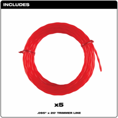 Twisted String Trimmer Line, 0.095 Inch Diameter, 20 ft Length (5 Pack)