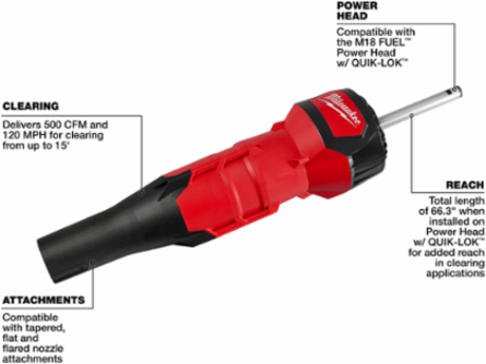 M18 FUEL QUIK-LOK Blower Attachment, 500 CFM, 120 MPH, 34 Inch Length