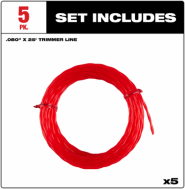 .080" x 25’ (5 PK) Pre-Cut Twisted Trimmer Line