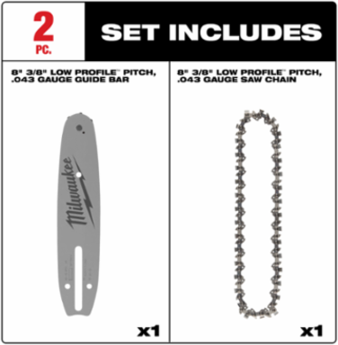 8" 3/8" LOW PROFILE™ Pitch, .043" Gauge Saw Chain and Guide Bar Set