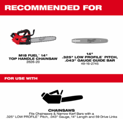 14" .325" LOW PROFILE™ Pitch, .043" Gauge Saw Chain (3 PK)