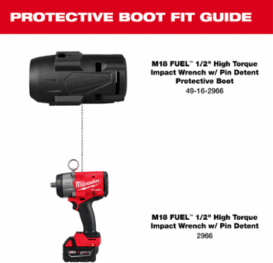 M18 FUELTM 1/2 Inch High Torque Impact Wrench Protective Boot, Rubber Material