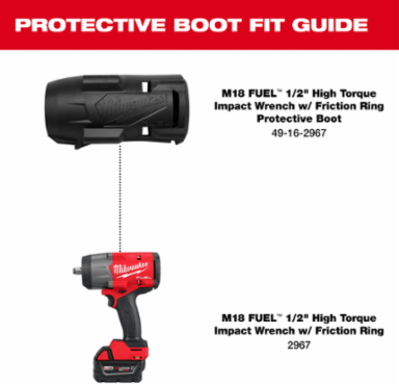 M18 FUEL 1/2 Inch High Torque Impact Wrench Protective Boot, Fitted, Rubber
