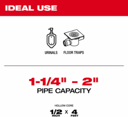 TRAPSNAKETM 4 ft. Urinal Auger, 3/8 Inch Cable, Metal Construction
