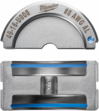 #8 Aluminum U Style Die for M18 Crimper, Stainless Steel Finish