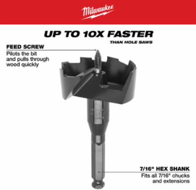 3PC Selfeed Bit Plumbers' Set with 1-3/8", 2-1/8", 2-9/16" Bits