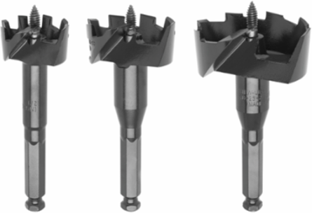 3PC Selfeed Bit Plumbers' Set with 1-3/8", 2-1/8", 2-9/16" Bits
