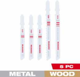 Bi-Metal T-Shank Jig Saw Blade Set, 3/8 Inch Width, 5 Blades