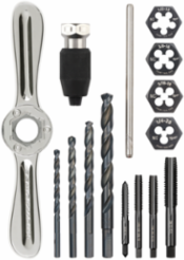 15PC SAE Tap and Die Set with HEX-LOKTM Handle, Black Oxide Coated, High Carbon Steel