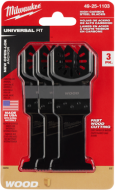 1-3/8” High Carbon Steel Wood Universal Fit Oscillating Multi-Tool Blade (3 PK)