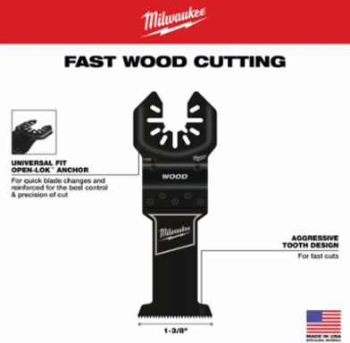 1-3/8” High Carbon Steel Wood Universal Fit Oscillating Multi-Tool Blade (3 PK)