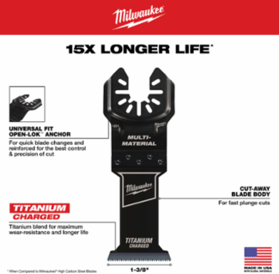 OPEN-LOK™ 1-3/8 Inch Titanium Charged™ Bi-Metal Multi-Tool Blade, 26 Tooth