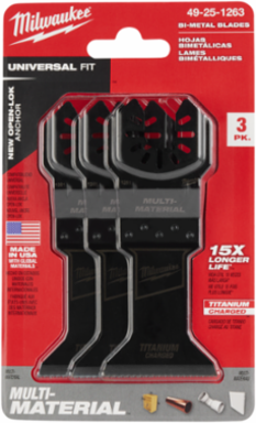 OPEN-LOK™ 1-3/4 Inch Titanium Charged™ Bi-Metal Multi-Tool Blade, 2-3/16 Inch Max Plunge Depth