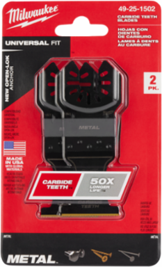 OPEN-LOK™ 1-3/8 Inch Carbide Teeth Metal Multi-Tool Blades, 2 Pack