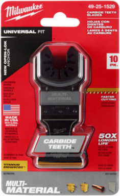 OPEN-LOK™ 1-3/8 Inch Carbide Teeth Multi-Material Oscillating Blades (10 Pack)