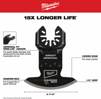 OPEN-LOK™ DIAMOND MAX™ Oscillating Grout Removal Blade, 6.38 Inch Length, Diamond Grit