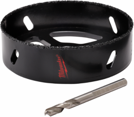 5-3/8 Inch Recessed Light Carbide Grit Hole Saw with Pilot Bit, Steel Construction
