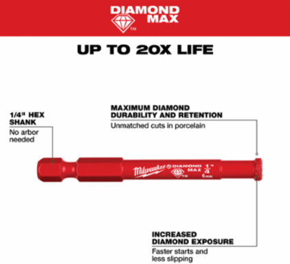 Diamond Max™ 3-Piece Hole Saw Set, 3/16", 1/4", 5/16" Bit Sizes
