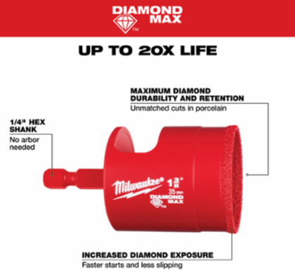1-3/8" DIAMOND MAX™ Hole Saw Bit