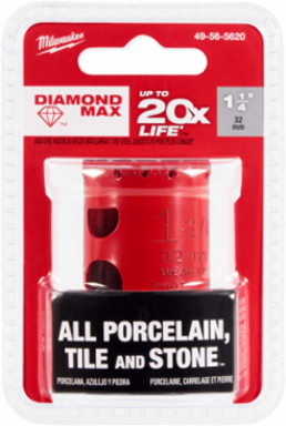 Diamond Max 1-1/4 Inch Hole Saw, Diamond Coated, 0.5 Inch Depth