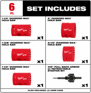 6PC DIAMOND MAX™ Hole Saw Set