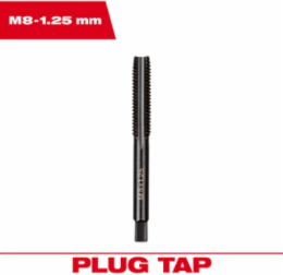 M8 x 1.25 mm Straight Flute Plug Tap, High Carbon Steel, 69.85 mm Length