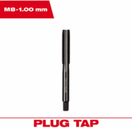 M8 x 1.0 Metric Fine Straight Flute Plug Tap, High Carbon Steel