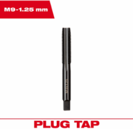 M9-1.25 mm Straight Flute Plug Tap, High Carbon Steel, 4 Flutes