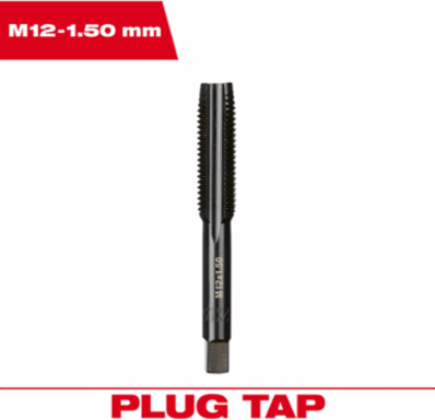 M12 12 mm x 1.5 Metric Coarse Straight Flute Plug Tap, Black Oxide Coating