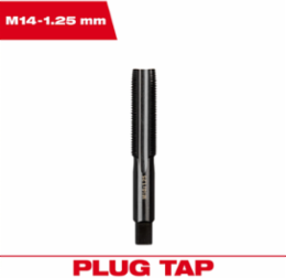 M14 x 1.25 mm Straight Flute Plug Tap, High Carbon Steel, 4 Flutes