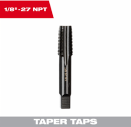 1/8 Inch-27 NPT Taper Tap, High Carbon Steel, 2.25 Inch Length