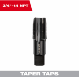 3/4 Inch NPT Straight Flute Taper Tap, 1.5 Inch Thread Length, Black Oxide Coating
