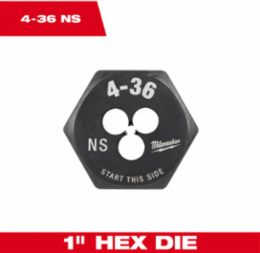 1 Inch Hex Threading Die, 4-36 UNS, Black Oxide Coating, High Carbon Steel