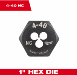 4-40 NC Hex Threading Die, 1 Inch, High Carbon Steel, Black Oxide Coating